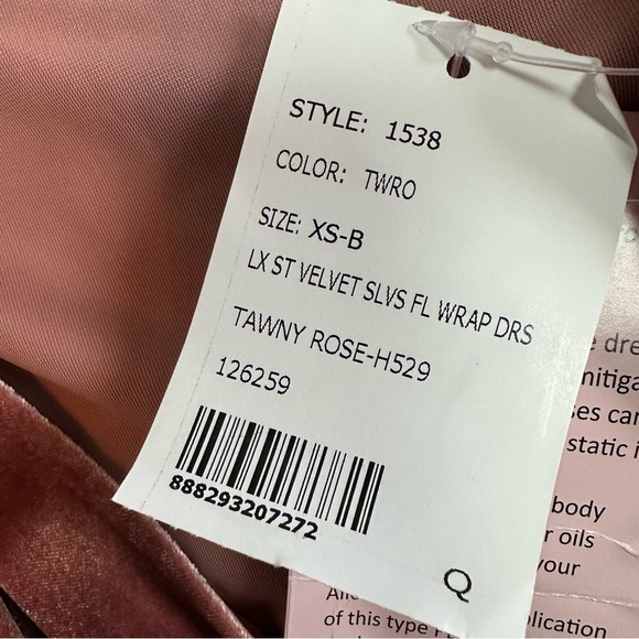 After Six Elegant Velvet Wrap Dress, Flutter Sleeve, Rose Pink, Regencycore, XS - Picture 12 of 13